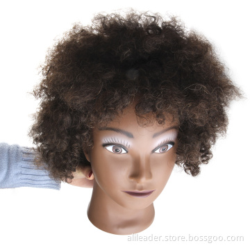 Mannequin hoofd van echt haar Zwart Afro-trainingshoofd